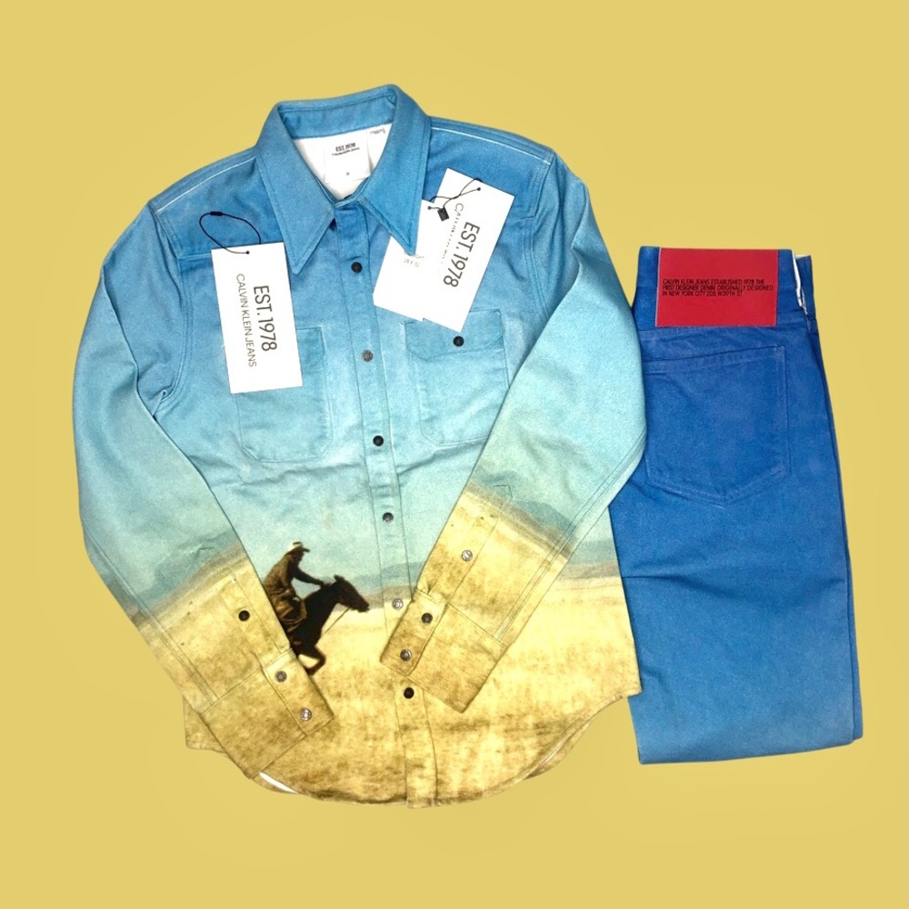 RAF Simons Calvin Klein Digital Printed Cowboy Denim Set